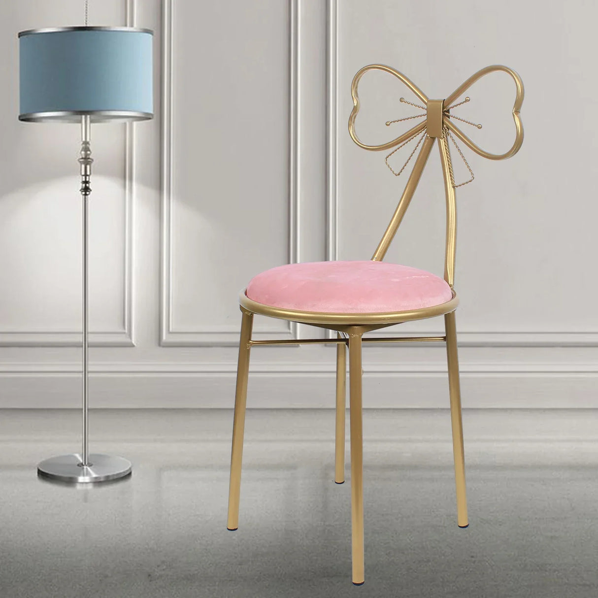 Luxury Minimalist Makeup Vanity Stool Butterfly Backrest Chair