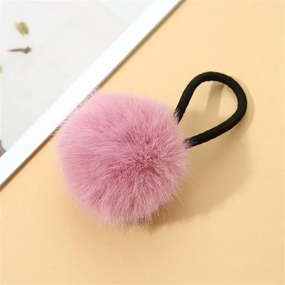 Cute Fur Ball Plush Hair Rope High Elastic