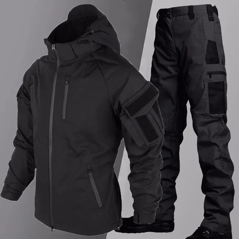 Men's Tactical Hooded Sets Outdoor Multiple Pockets Wear-resistant