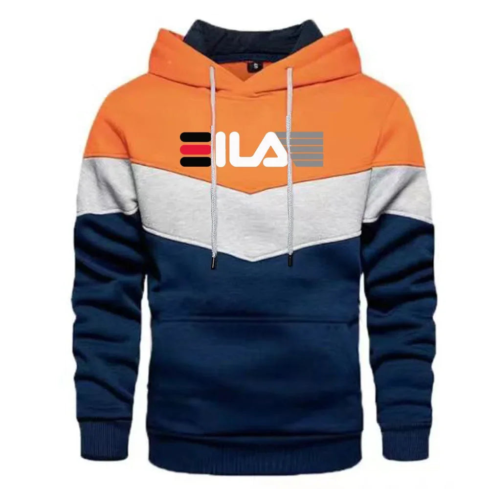 Men's Trending Brand Printed Splicing Hoodies Male Spring