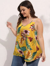 Polyester Plus Size Womens Curvy Print Sunflower Pleated