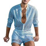 Hollow Out Sexy Lace Suit Fashion Long Sleeve