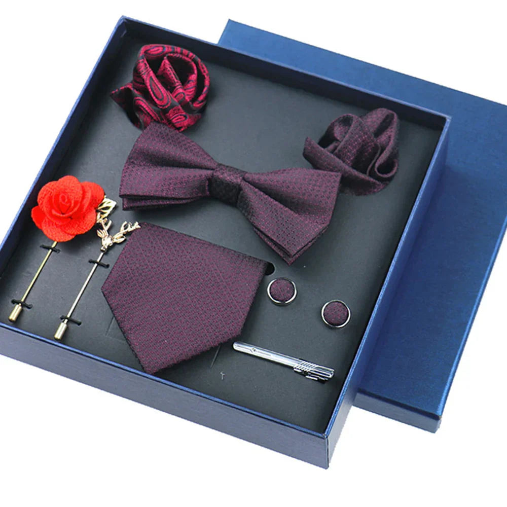 8piece Set Bussiness Blue Ties For Mans Floral