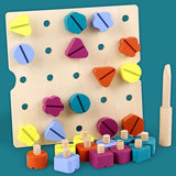Children Wooden Screw Nut Disassembly Shape Color Matching