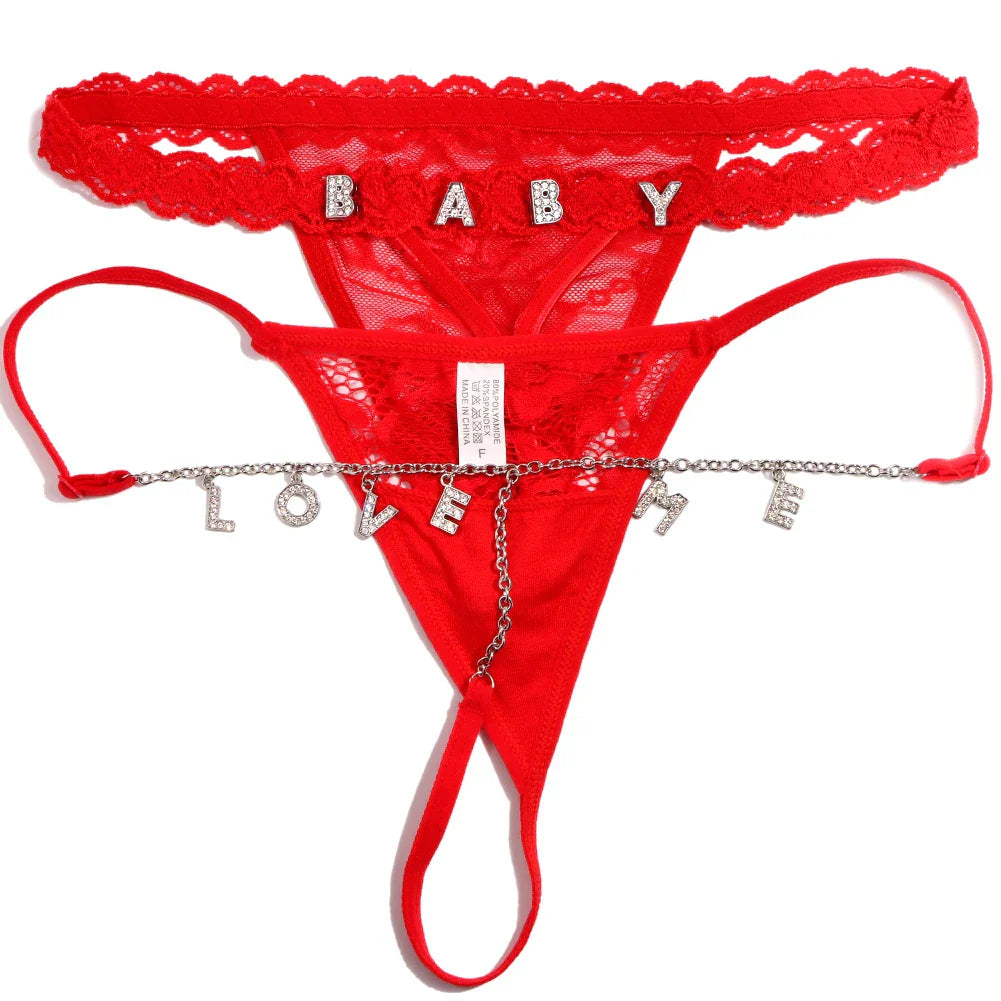 Customised Thong Sexy Rhinestone Waist Chain 2Pc/Sets Custom