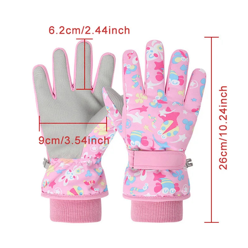 Children Winter Ski Gloves Waterproof Thicken Mittens Snow