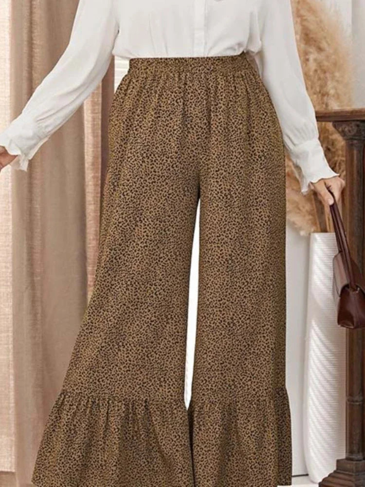 Leopard Printed Pants for Women Office Casual Plus