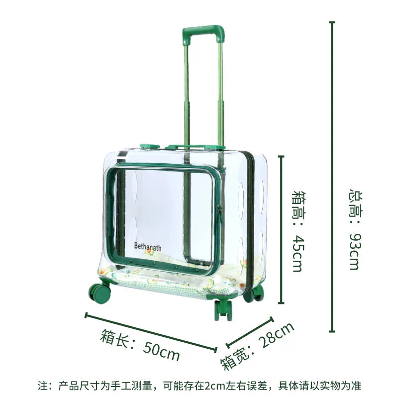 Clear Animal Cats Carriers Pet Trolley Stroller Pocket