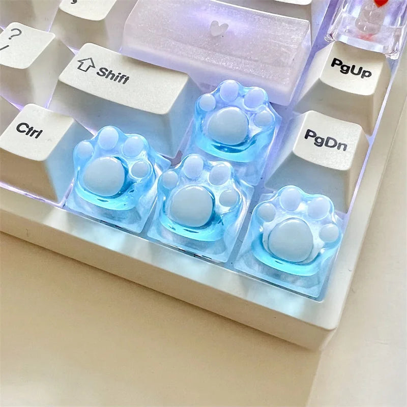 Cat Paw Clear Resin Keycap Mechanical Keyboard Computer