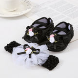 0~18M Cute Bowknot Newborn Baby Shoes Headband Set