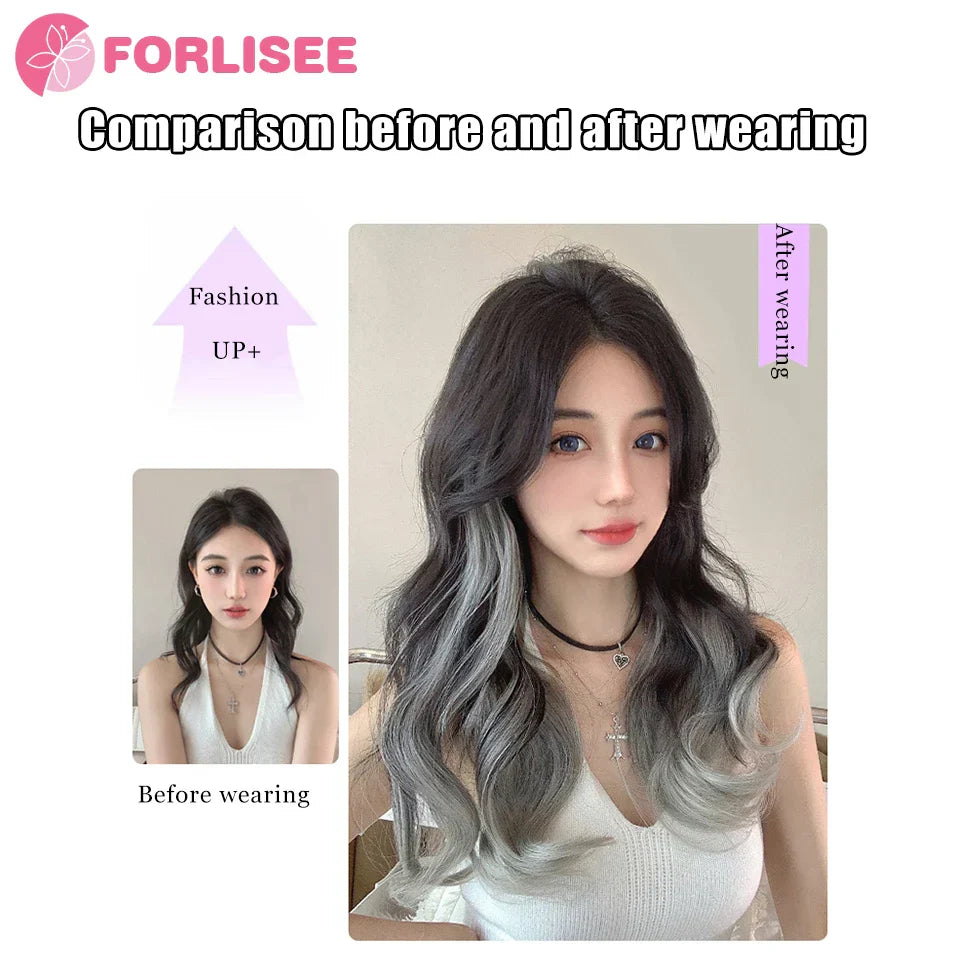 FORLISEE Synthetic Long Curly Hair Gradient Paris Painted