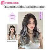 FORLISEE Synthetic Long Curly Hair Gradient Paris Painted