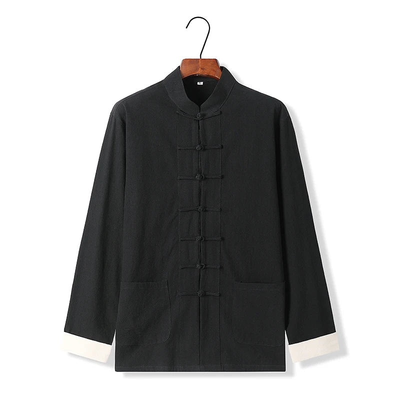 Chinese Traditional Retro Windbreaker Men's Long-sleeved Tang Suit