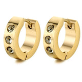New Trendy Round Hoop Earrings Simple Zircon Stainless