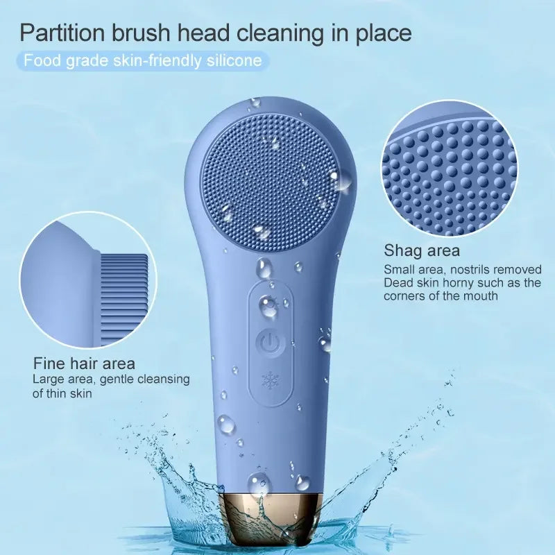 Home use silicone facial cleansing brush with hot