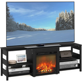 Furinno Classic 70 Inch TV Stand with Fireplace,