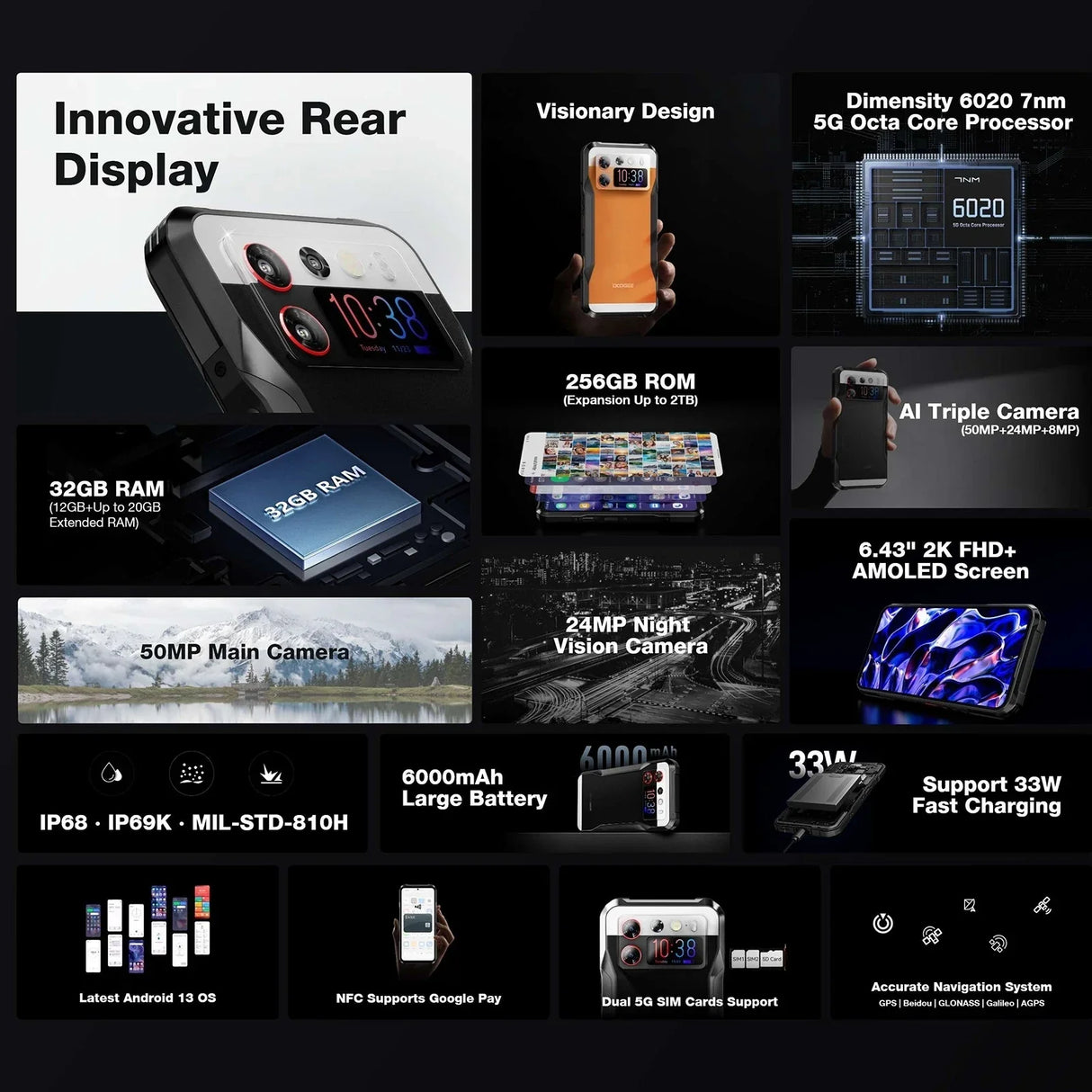 DOOGEE V20S Rugged Smartphone 12GB 256GB Dimensity 6020
