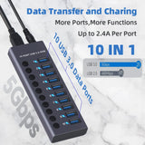 Metal USB 3.0 Hub Multi USB Splitter 4/7/10Ports