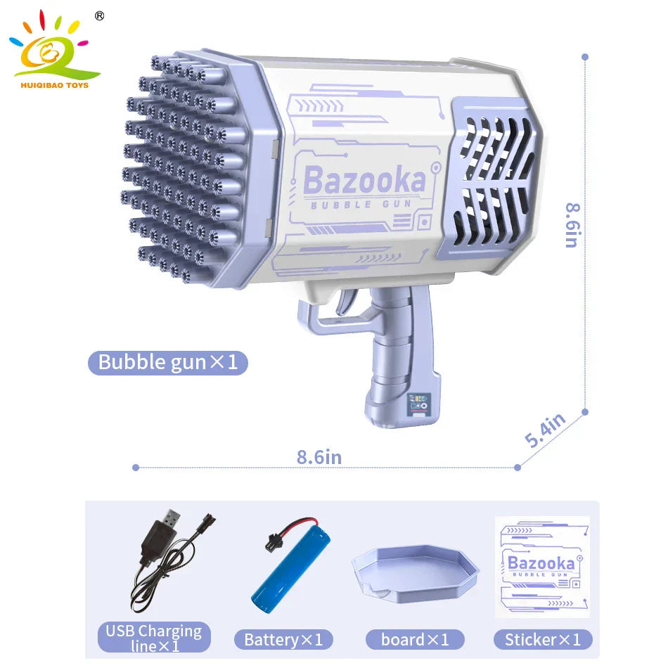 HUIQIBAO Bazooka Bubble Gun Rocket 69 Holes Bubbles