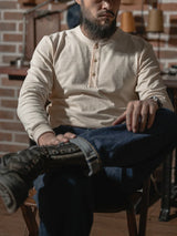 Bronson 350g Heavyweight L/S Henley Shirt Vintage Plain