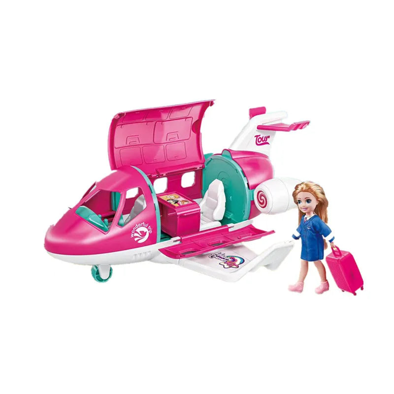 Cute Playset Doll With Travel Dream Airplane And