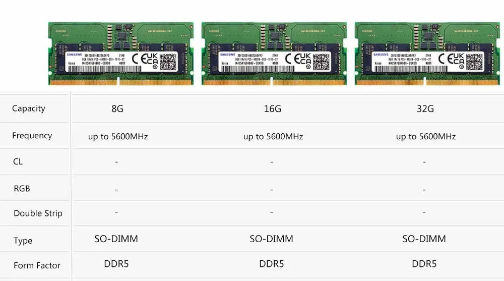 Samsung Notebook DDR5 RAM 8GB 16GB 32GB RAM