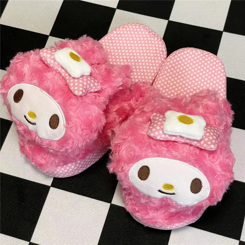 Sanrio HelloKitty Melody Kuromi Kawaii Plush Toys Slipper