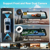 4K Front and Rear Camera Mirror GPS Car