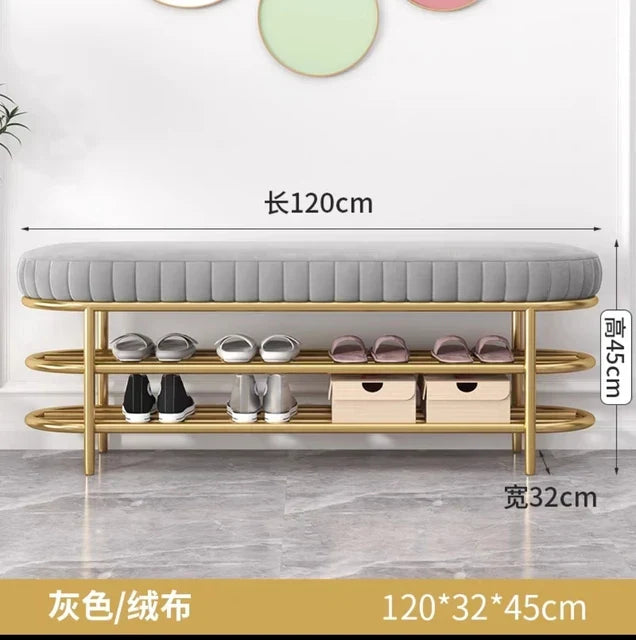 Nordic Shoe Bench Soft Cushion Multifunctional Shoe Rack