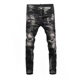 Street Fashion Men Jeans Retro Black Gray Elastic