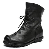 Women Shoes Retro Original Leather Short Boots Warm