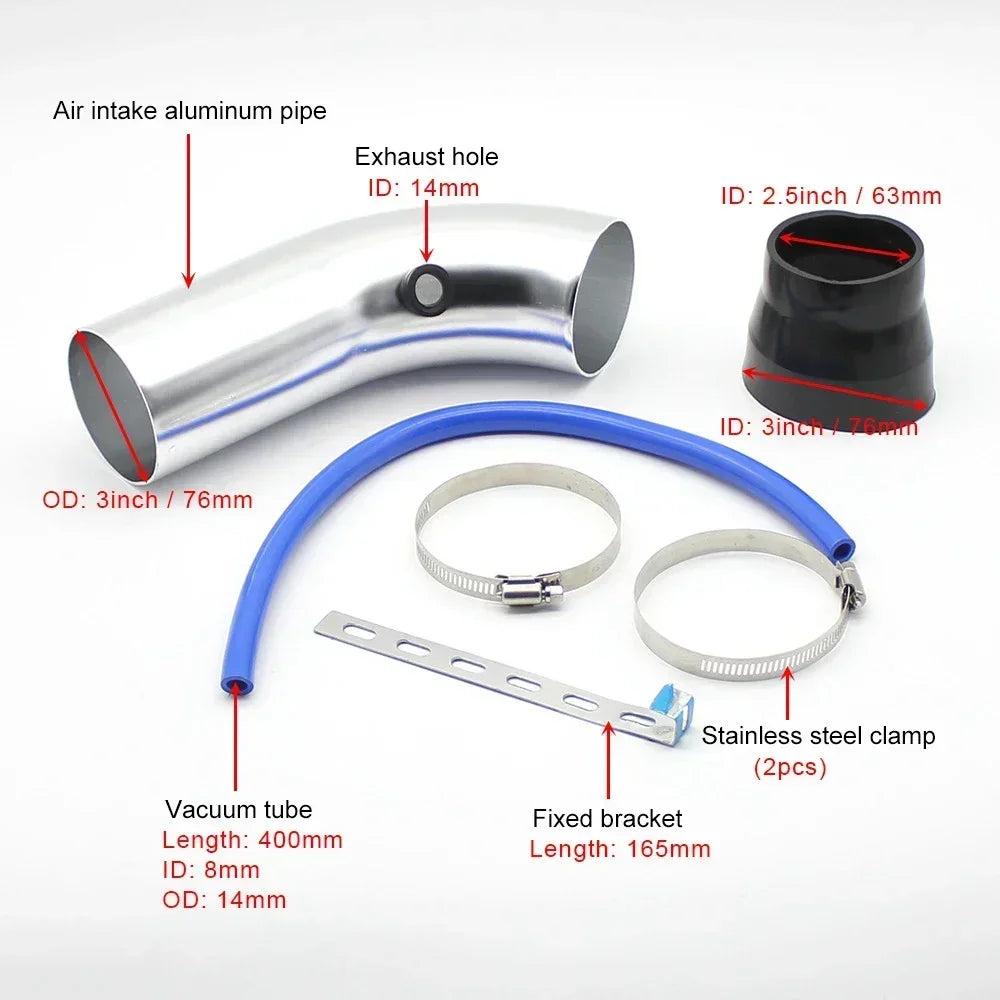 Universal 76mm Car Racing Cold Air Intake System