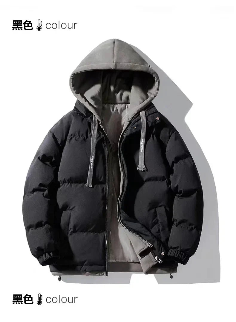 Winter men's loose coat hooded windproof warm padded