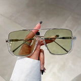 Fashion Vintage Big Square Sunglasses Half Metal Frame