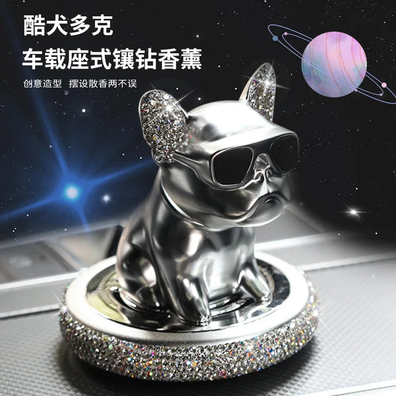 Car Ornament Metal Shake Head French Bulldog Diamond
