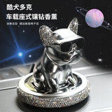Car Ornament Metal Shake Head French Bulldog Diamond