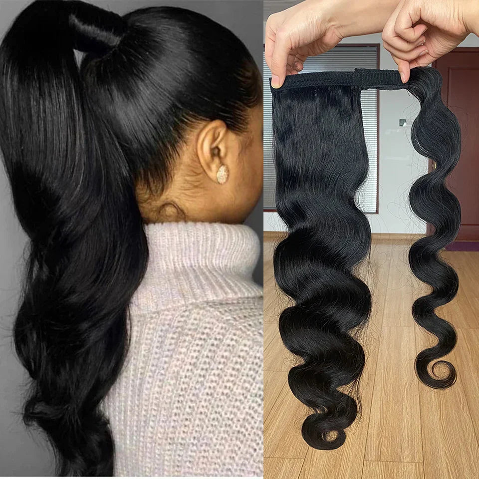 Body Wave Ponytail Human Hair Extension 120g Wrap