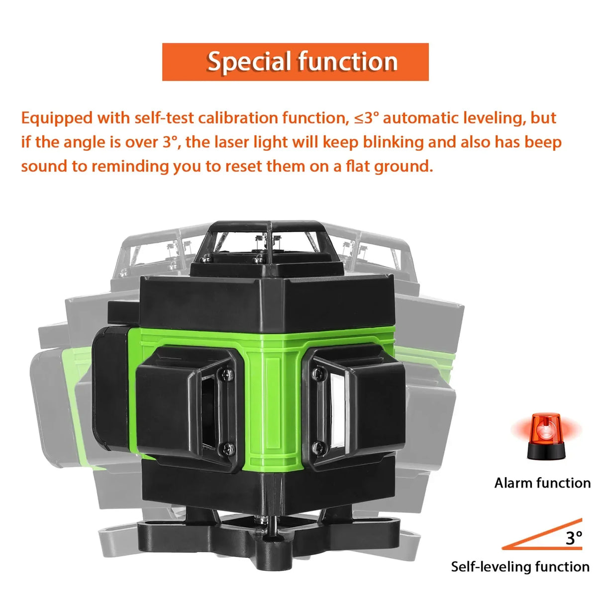 4D 16-Line Self-Leveling Laser Level, USB Rechargeable Green Laser Tool