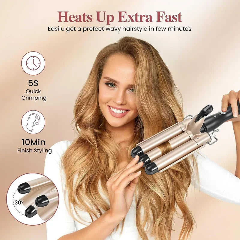 Professional Hair Curling Iron Ceramic Triple Barrel Hair