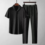 Men's 2024 Solid Pleate Two Piece Suits Summer
