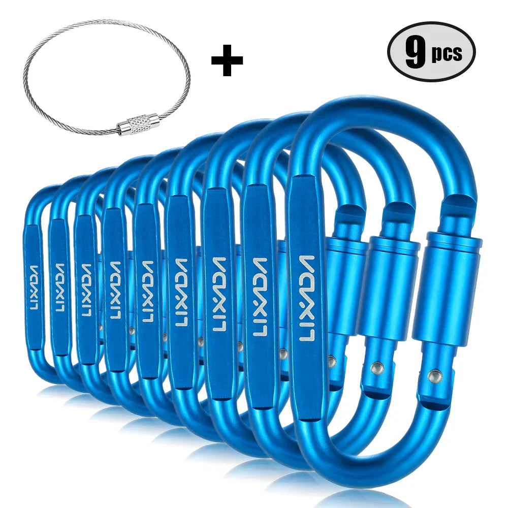 Lixada 9 Pack Aluminum Alloy D-ring Locking Carabiner