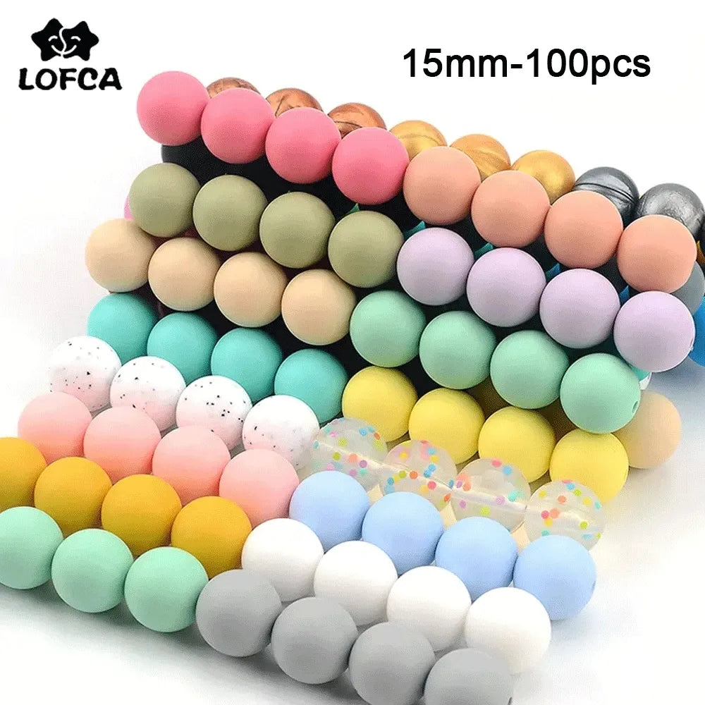 15mm 100pcs Round Silicone Beads Teether Baby Nursing