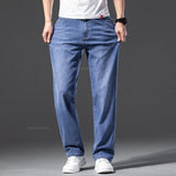 Summer Men's Thin Loose Jeans Classic Straight Gray