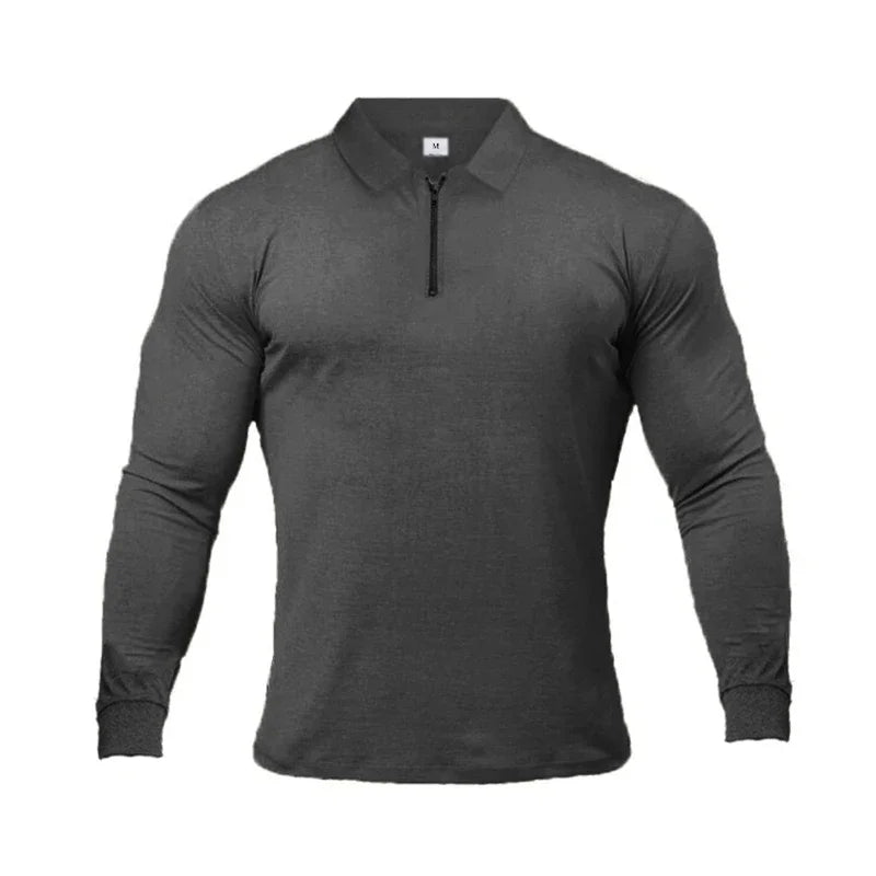 Brand Polo-Shirts Long Sleeve Male Cotton Solid Fitness