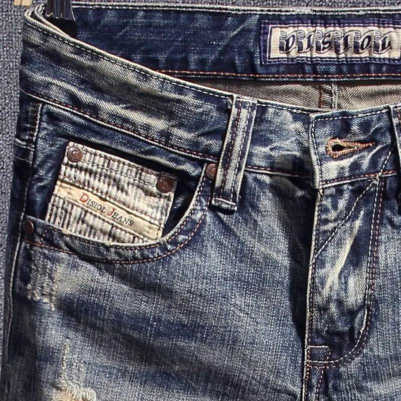 Italian Style Fashion Designer Men Jeans Retro Slim