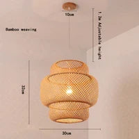 Bamboo Pendant Lamp Hand Knitted Chinese Style Weaving
