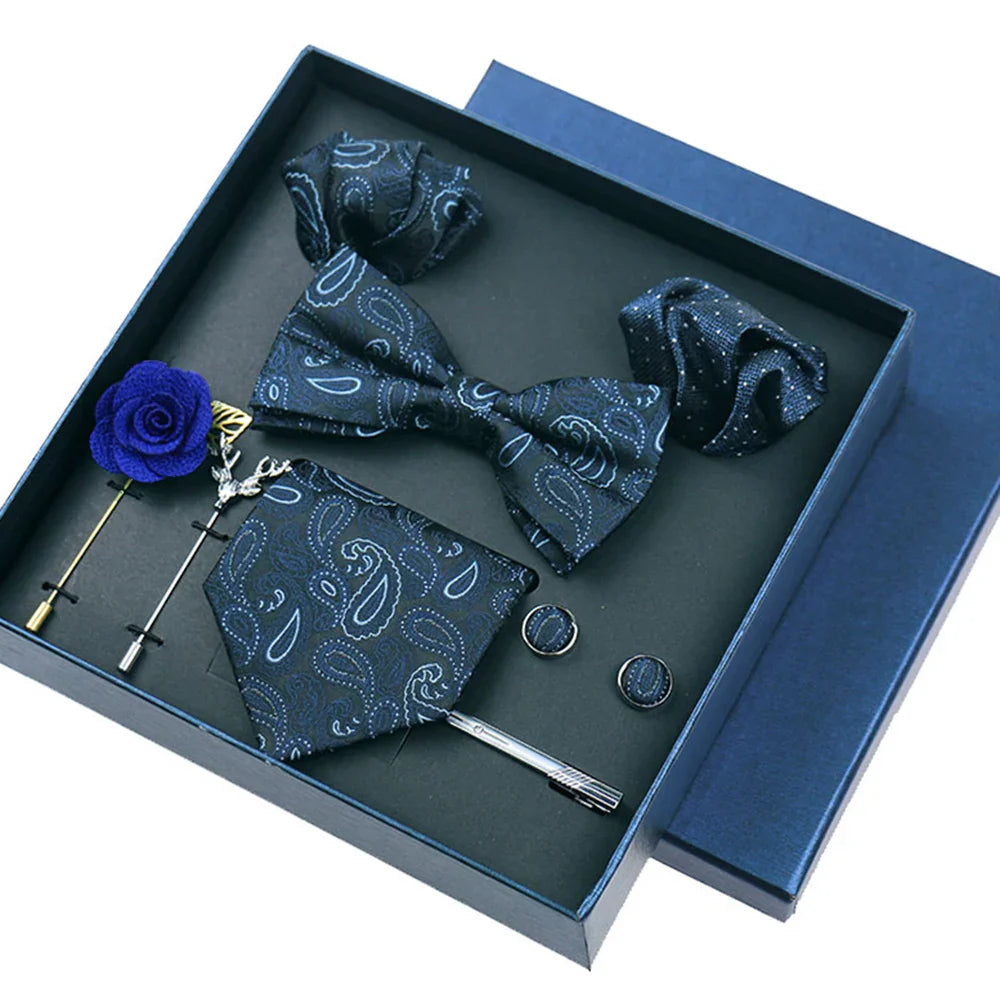 8piece Set Bussiness Blue Ties For Mans Floral