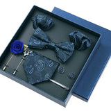 8piece Set Bussiness Blue Ties For Mans Floral