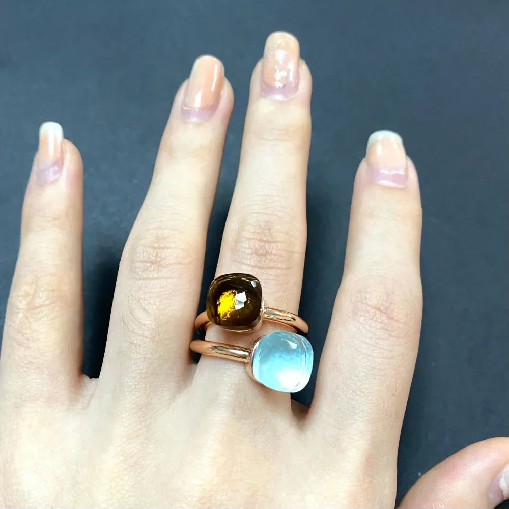 2PcsSet Pomellato Ring Stacked Mix Color Crystal Ring