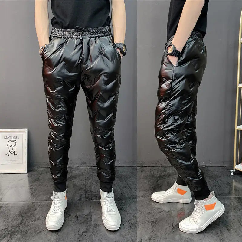 2022 New Men Shiny Winter Down Pant Thick